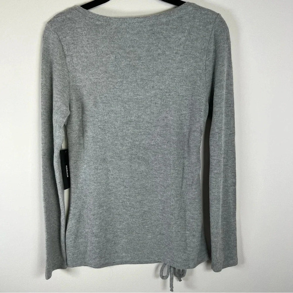 Lulus Womens Cinch Side Shirt Gray Long Sleeve Blouse Stretch Soft Bow Small NWT - Picture 9 of 12